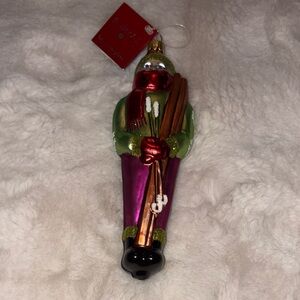 Lower Price!!!Bombay Festive Green and Pink Holiday Ornament of skier